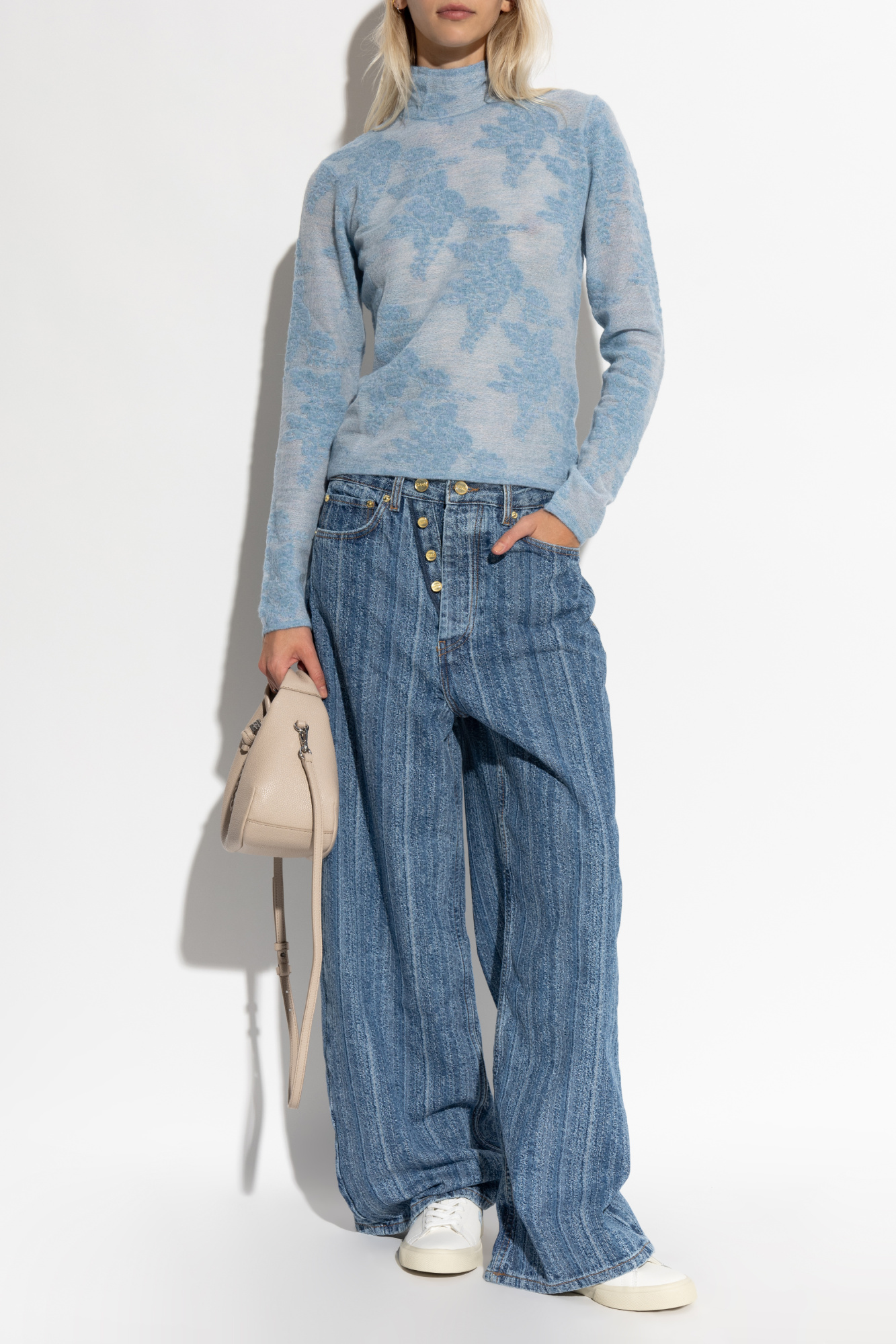 デニム・ジーパン Ganni Wide-Leg Brown Jeans High-rise wide-leg jeans in brown - Ganni | Mytheresa